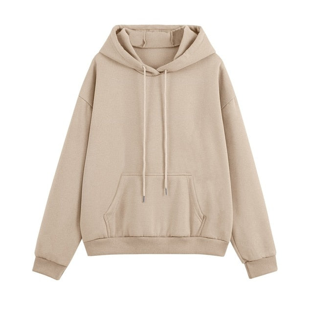 Women Tracksuits Autumn Winter Thick Fleece Warm Solid Suit 2 Pieces Sets Female Casual Long Sleeve Hooded Sweatshirt Outfit